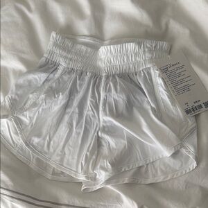 Women's White Elastic Waist Shorts